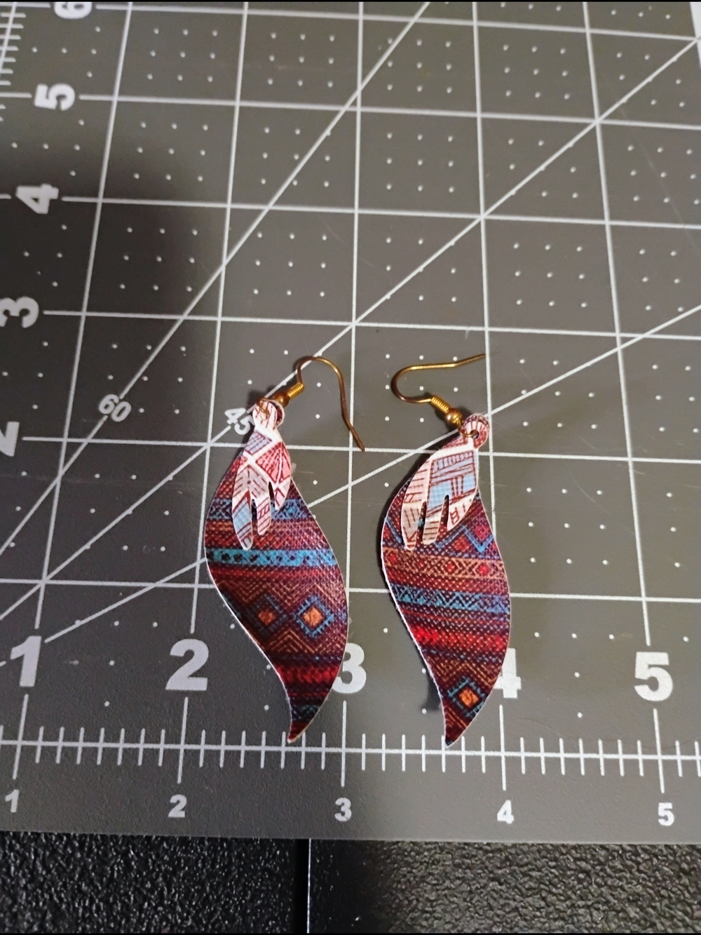 Boho Multicolor Feather Drop Earrings - Handmade